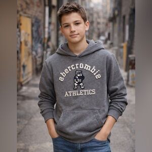 Abercrombie Kids Gray Logo Hoodie Youth XL Pullover